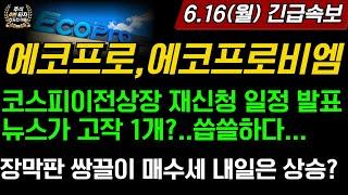 [2차전지] 에코프로,에코프로비엠 코스피이전상장 재신청 일정 발표 뉴스 2달만 버티면 됩니다 장막판 쌍끌이 매수세 내일은 상승?