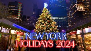 NEW YORK Night Walk  Christmas Spirit in Manhattan, Walking Tour 4k