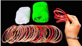 Old Bangles And Woolen Craft Idea || Wall Hanging Craft || Woolen Toran Design