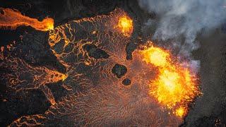 Top down 4K video of the Eruption - Looped! - Volcano in Iceland 2022