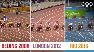 ALL Usain Bolt 100m Finals at the same time!