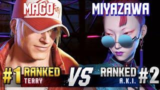 SF6 ▰ MAGO (#1 Ranked Terry) vs MIYAZAWA KIRYU (#2 Ranked A.K.I.) ▰ High Level Gameplay