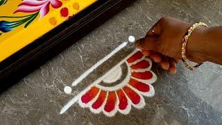 Easy border rangoli designs | Friday rangoli | Simple border muggulu | Door rangoli | Festival kolam