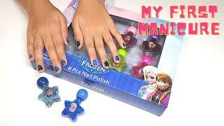 Unboxing Frozen Nail Polish | My first manicure | For my birthday | My first video!