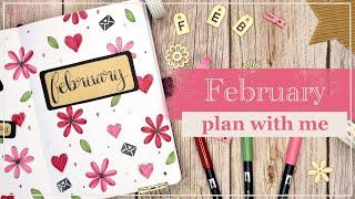 February 2022 | Bullet Journal Set Up | Plan With Me - Flower / Love Theme