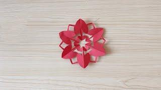 窗花剪纸教学，六瓣纸花的制作方法！Window paper cutting teaching, six petal paper making method!