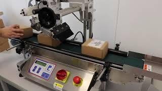 LAB8020 automatic carton labeler, box labelling machine, top labeler, ashesive label applicator