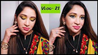 Glitter Eye Makeup Tutorial for Beginners || Yellow Makeup Look || Mousumi Bangladeshi Canadian Vlog