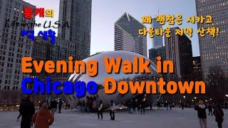 꽤 괜찮은 시카고 다운타운 저녁 산책 | Chicago St. Patrick's Day River Dyeing 보러 시카고 구경 | 밤에 보는 시카고