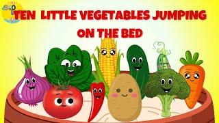 TEN LITTLE VEGETABLES JUMPING ON THE BED | FUN AND EDUCATIONAL SONG FOR KIDS | SooLoo kids