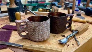 Scrap Wood Project! Hand Carved Wood Mugs