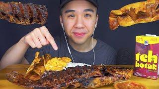 ASMR WHOLE FRIED FISH & GRILLED SQUID MUKBANG | INDONESIAN FOOD EATING SOUNDS | BUN ASMR