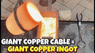 HUGE 24 POUND/11 KG Copper Ingot From A GIANT 900 mm² Copper Cable - Melting Copper With Ingot Joe