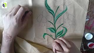 Tutorial painting.fabric painting pillow cover design.