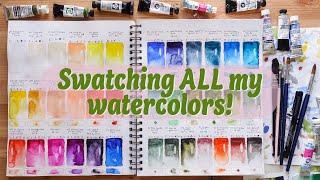 Swatching ALL my watercolors in my swatchbook!