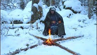 Winter Bushcraft in the Wilderness - Camping in Snow