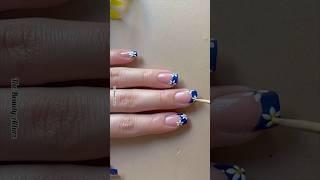 Easy floral french tip nail art design #nailart2023 #naildesign #youtubeshorts #shorts