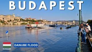 BUDAPEST DANUBE FLOOD 4K Walking Tour | River Overflows the Embankment | 19th September 2024