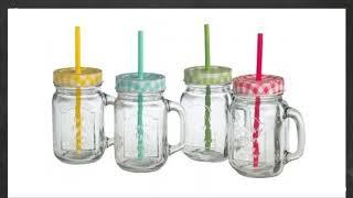 Review Drinking Glasses with handle with Lid and Drinking Straw Set 4 Glasses [2019]