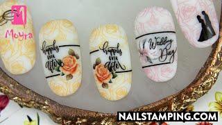 Romantic nail art with flower sticker (nailstamping.com)