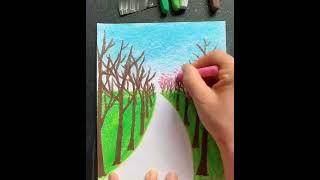 Wax colour painting scenery... Beautiful and easy wax painting. ️