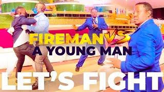 SHOCKING: FIREMAN WRESTLES A YOUNG MAN IN CHURCH