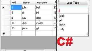 C# Tutorial 85: Textbox autocomplete with Database Values