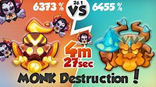 MONK Destruction (6373%) is too much for TREANT (6455%) PVP Rush Royale