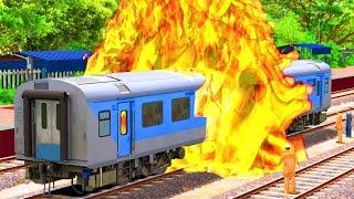 TRAIN CROSSING FIRE ACCIDENT EXPRESS TRAIN | BUMPY RAILROAD Train Simulator | Railwork | NTG GAMING