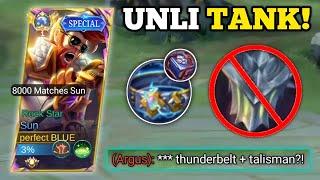 SUN UNLIMITED TANK BUILD!‼️ (no cooldown!) | SUN VS. ARGUS -MLBB