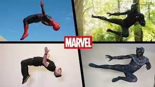 ALL Marvel Stunts In Real Life (Spiderman, Black Panther, Deadpool)