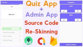 Quiz App with Admin App Source Code | Quiz App Source Code Android Studio | Re-skinning tutorial