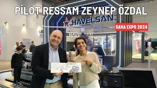 Pilot Ressam Zeynep Özdal SAHA EXPO'da savunma ürünlerini çizdi