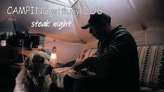 Rain Storm Camping with my Dog | Meat Feast