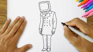 Super Easy Skibidi Toilet TV Man Drawing | How to Draw TV Man