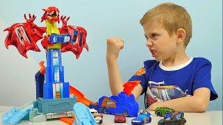 Хот Вилс Машинки Атака Дракона и Даник. Видео для детей про Машинки. Hot Wheels Dragon Blast