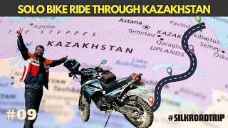 #09 Kazakhstan on Motorcycle: Breakdowns, Cops & Long ROAD TO RUSSIA | #silkroadtrip