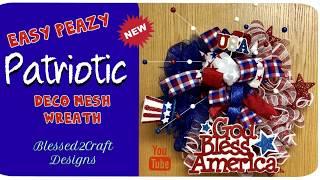 Easy Peazy Patriotic Deco Mesh Wreath