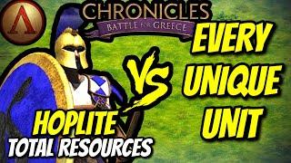 ELITE HOPLITE (Spartans) vs EVERY UNIQUE UNIT (Total Resources) | AoE II: Definitive Edition