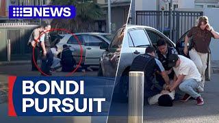 Alleged drug dealer leads police on wild pursuit through Bondi | 9 News Australia