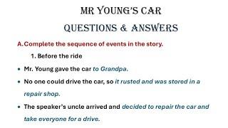 Mr Young's Car Class 6 Question Answer Of Gulmohar Golden Jubilee Book Icse