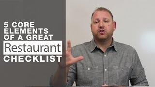 5 Core Elements of a great Restaurant Checklist