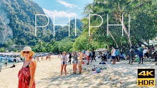 4K  Walking Phi Phi Island in Krabi. Thailand