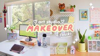 DREAM ART STUDIO MAKEOVER + room tour  creating a cute + functional work space