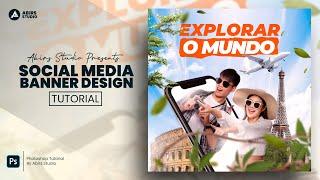 Travel Agency Creative Social Media Post and Square Flyer Design | Photoshop Tutorial