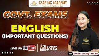 ENGLISH - IMPORTANT QUESTIONS | GOVT EXAM | CSAP IAS ACADEMY