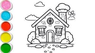 Beautiful House  Drawing, Painting and Coloring for Kid_ drawing for kids, 1