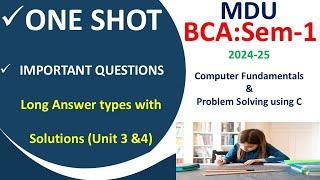 Solution of important questions: Computer Fundamentals & problem solving using C for BCA unit 3 & 4