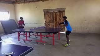 Charles Silungwe defending with long pimp. Felix Kasongo attacking #tabletennis