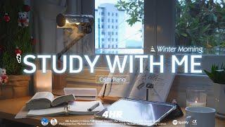 4-HOUR STUDY WITH ME | Calm Piano  | Pomodoro 50-10 | Winter Morning, Christmas Edition